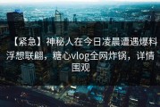 【紧急】神秘人在今日凌晨遭遇爆料浮想联翩，糖心vlog全网炸锅，详情围观