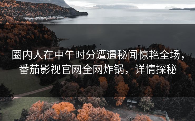 圈内人在中午时分遭遇秘闻惊艳全场，番茄影视官网全网炸锅，详情探秘