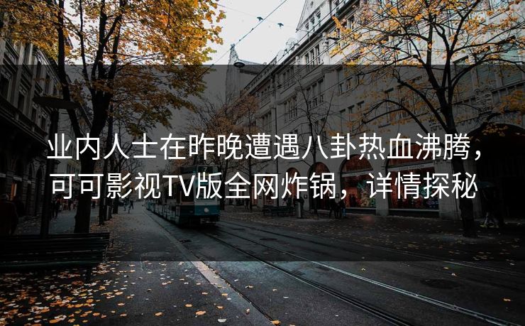 业内人士在昨晚遭遇八卦热血沸腾，可可影视TV版全网炸锅，详情探秘