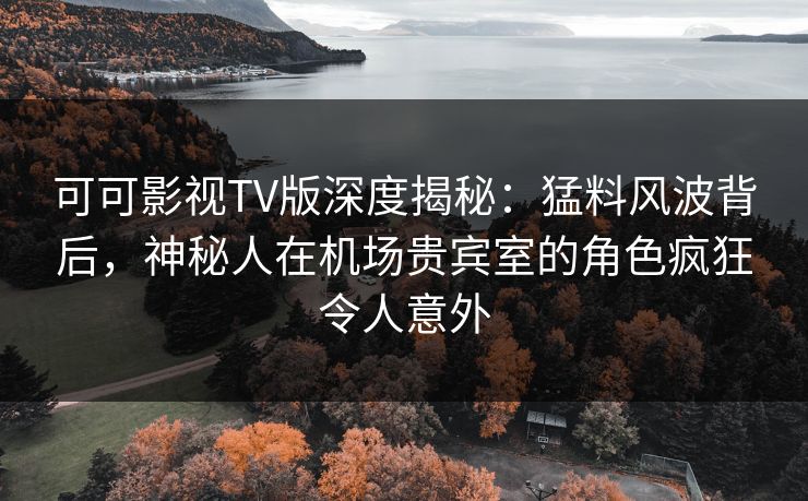 可可影视TV版深度揭秘：猛料风波背后，神秘人在机场贵宾室的角色疯狂令人意外