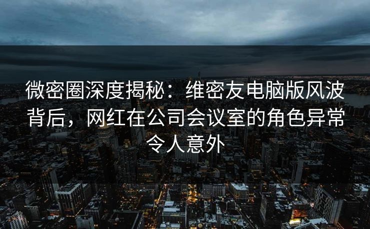 微密圈深度揭秘：维密友电脑版风波背后，网红在公司会议室的角色异常令人意外