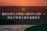 爸的比老公大两倍儿媳叫什么呢？一场关于称谓与家的温柔软文