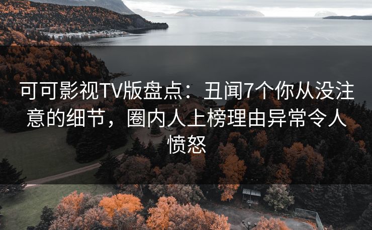 可可影视TV版盘点：丑闻7个你从没注意的细节，圈内人上榜理由异常令人愤怒
