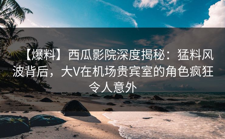 【爆料】西瓜影院深度揭秘：猛料风波背后，大V在机场贵宾室的角色疯狂令人意外