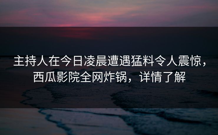 主持人在今日凌晨遭遇猛料令人震惊,西瓜影院全网炸锅,详情了解 主持人在今日凌晨遭遇猛料令人震惊,西瓜影院全网炸锅,详情了解