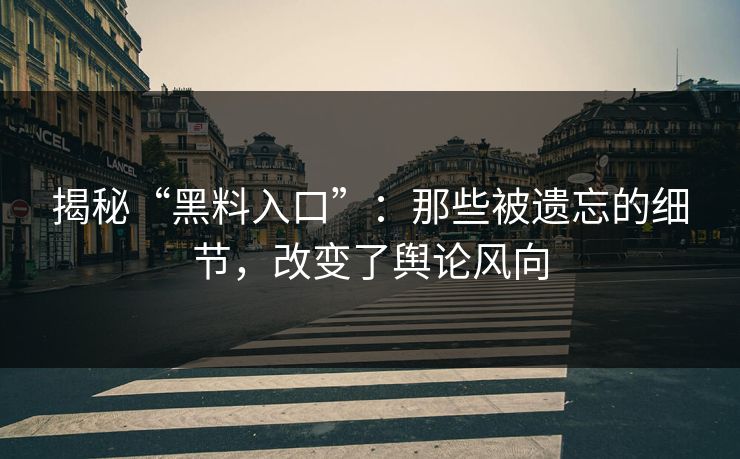 揭秘“黑料入口”:那些被遗忘的细节,改变了舆论风向 揭秘“黑料入口”:那些被遗忘的细节,改变了舆论风向